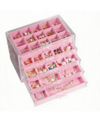 5-Drawer Jewelry Organizer with Adjustable Velvet Trays