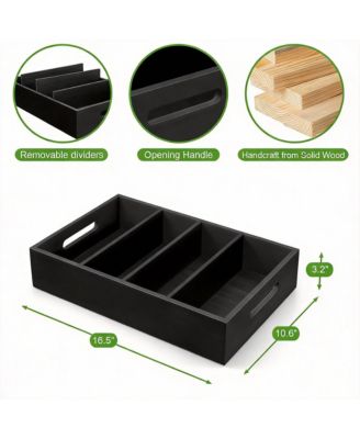 Wooden Snack Organizer with Removable Dividers for Countertop