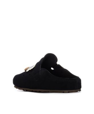 Women's Suede Clogs With Teddy Bear Charms