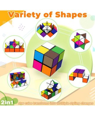 2-in-1 Split Magic Cube, Transformable Fidget Toy, Morphs into Star & More