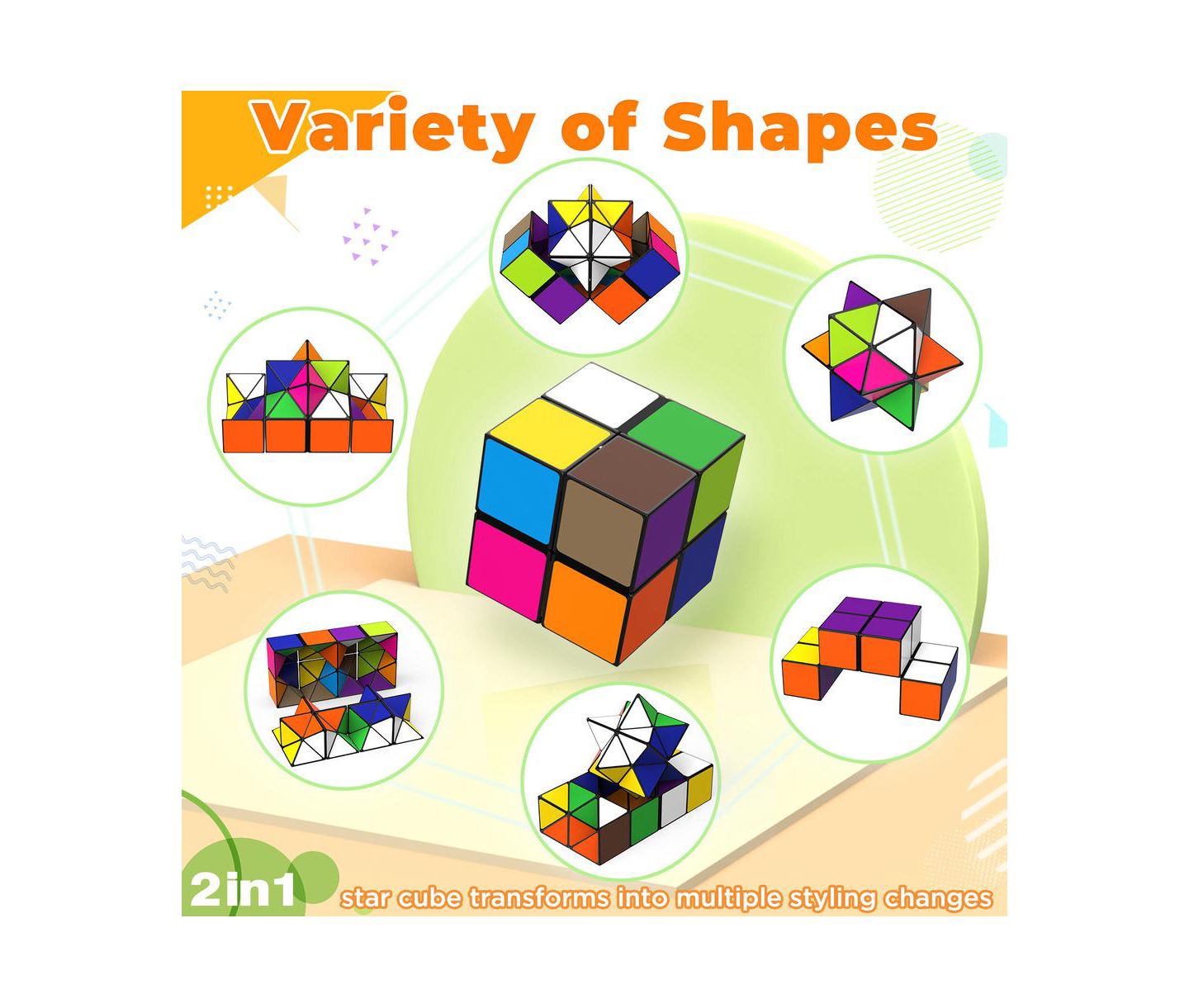 Детский пазл Bruce & Shark Magic Cube 2-in-1 Transformable Fidget Toy Puzzle, Ages 8+, цвет: Зелёный — фото 5