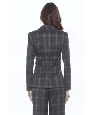 Women's Janna Plaid Long Sleeve Longline Blazer