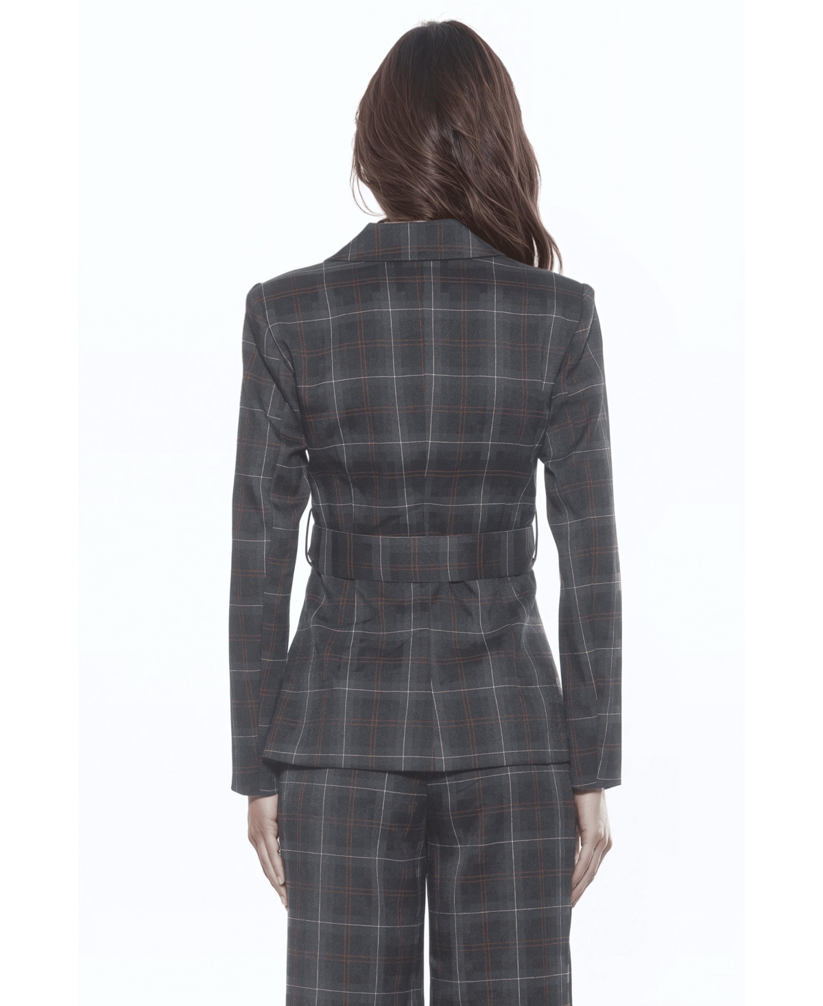 Alexia Admor Women's Janna Plaid Long Sleeve Longline Blazer