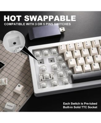 AL71 75% Mechanical Keyboard,Full Aluminum CNC,Hot Swappable Gasket,2.4GHz Wireless BT5.0/USB-C Wired,NKRO Programmable RGB Backlight Creamy