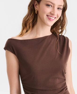 Women's Ruched Boat-Neck Top