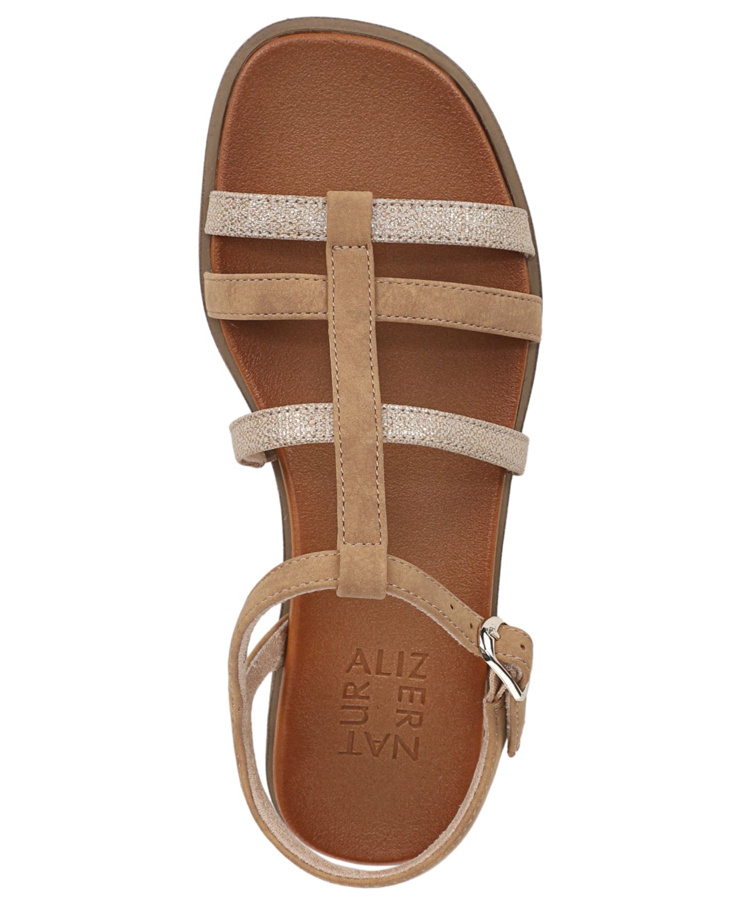 Женские сандалии Naturalizer Julia Strappy Flat, цвет: Коричневая искусственная кожа — фото 4