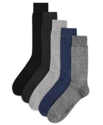 Men's Patterned Flat Knit Sole Logo Crew Socks, 5-Pack