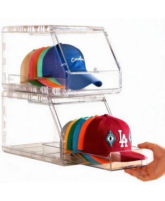 Stackable Baseball Cap Organizer with Clear View and Slide Drawer