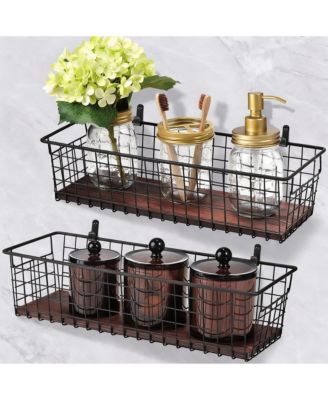 2 Pack Metal Wire Wall Baskets with Handles for Home Decor