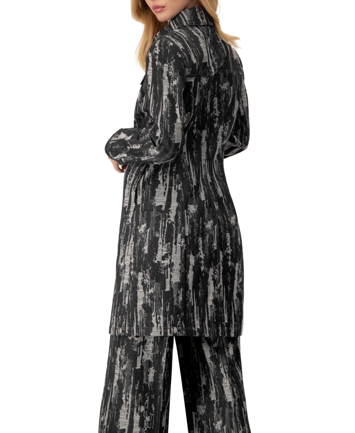 Ivonne Women's Abstract Denim Long Jacket