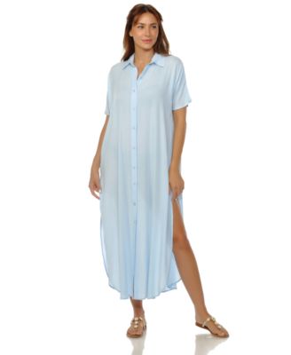 Women's Button-Down Maxi Dress Cover-Up 