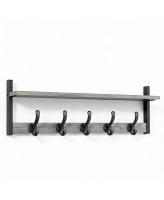 29" Wall Shelf with Hooks, Heavy Duty, Rustic Style