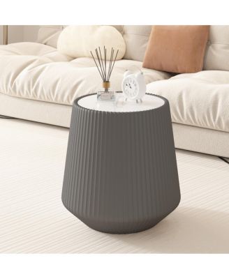 Modern Leather Sofa Coffee Table with Sintered Stone Top