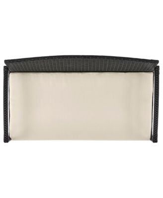 4 Piece Black and Cream Outdoor Conversation Patio Set with 2 Armchairs 1 Loveseat and Tempered Glass Coffee Table for Backyard Porch Garden