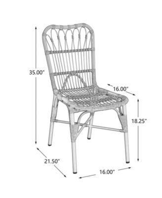 Set of 2 Grey Outdoor PE Wicker Patio Dining Chairs Rust Resistant Iron Frame 400lbs Capacity for Backyard Poolside Garden