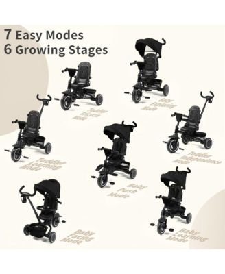 7-in-1 Toddler Tricycle Stroller with Adjustable Handle, Rotating Seat & Canopy