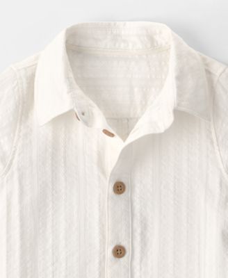 Baby Boys' Button-Front Romper and Hat, 2-Piece Set