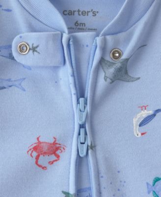 Baby Boys' Sea Animals Two-Way Zip One-Piece Pajama