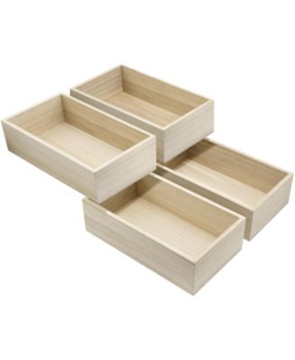 4 Pack Wood Crates Organizer Bins - for Pantry Organizer Storage, Closet, Cabinet