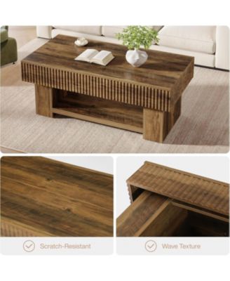 47-Inch Rustic Wood Center Table for Living Room