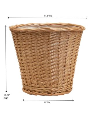 Wicker Waste Basket, Willow Weave Painted Includes Plastic Liner