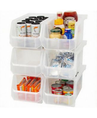 Large Stackable Storage Bins for Organizing Cabinets, Pantry, Closet, Garage, and Office 6-Pack