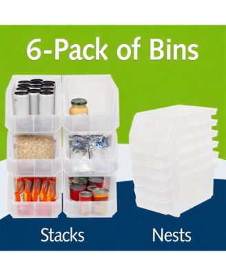 Large Stackable Storage Bins for Organizing Cabinets, Pantry, Closet, Garage, and Office 6-Pack