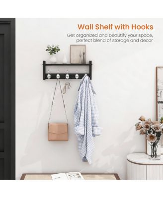 Stylish Wood Coat Rack with Shelf for Hanging Coats Hats Decor