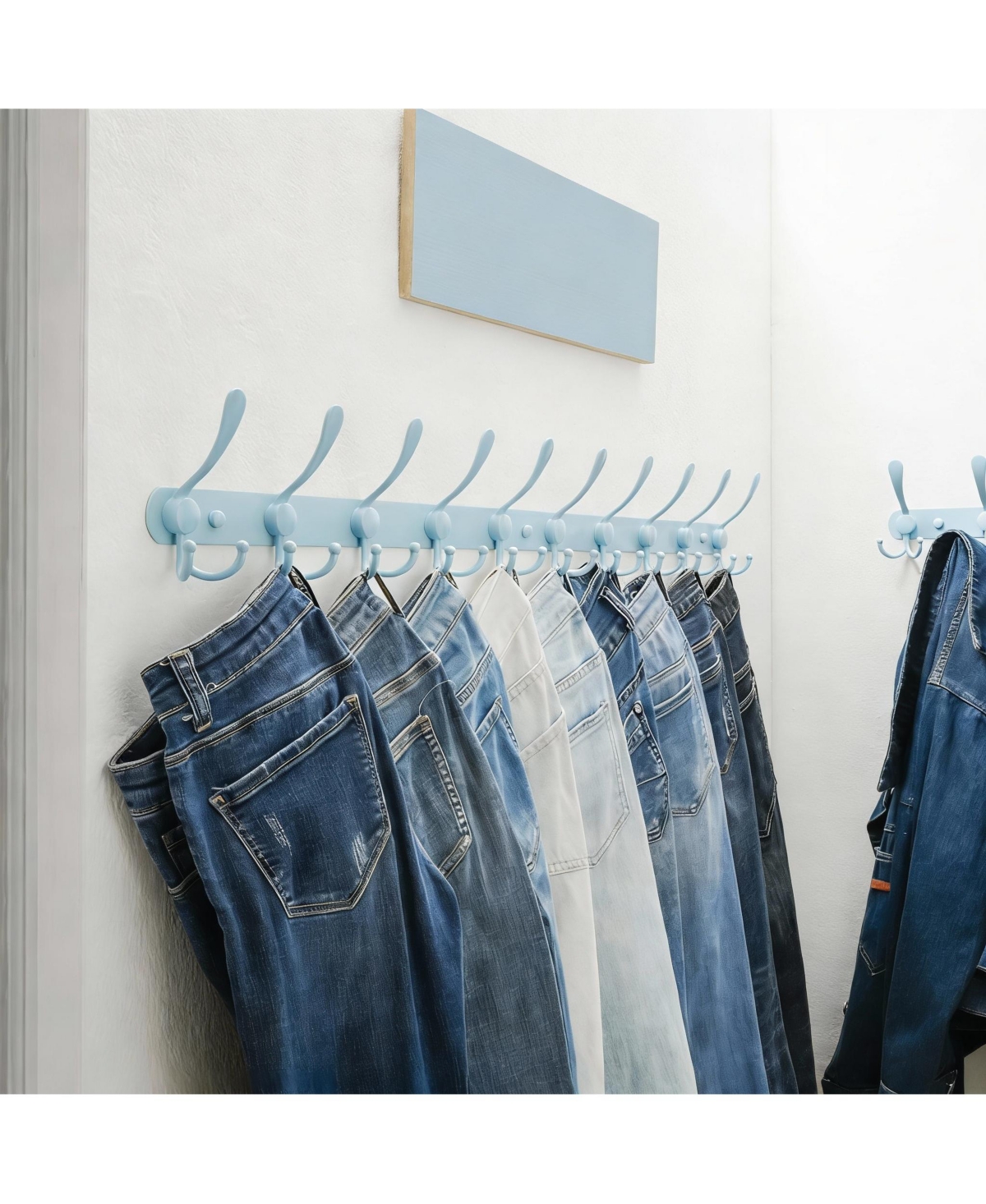 Yigii Heavy Duty 38" Blue Coat Rack with 10 Tri-hooks for Mudroom