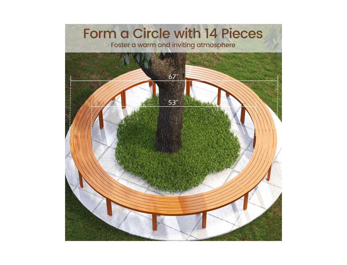 Slickblue Outdoor Curved Wood Bench Set of 4 for Front Porch