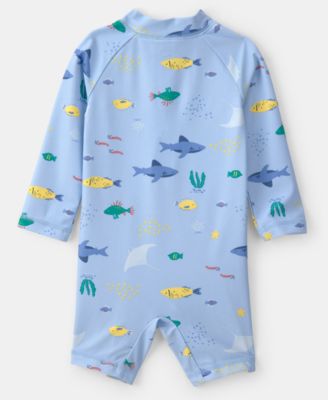 Baby Boys' One-Piece Fish Rashguard Swimsuit