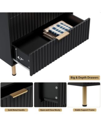 Green 6 Drawer Dresser for Bedroom, Fluted Dresser with Large Drawers and Sturdy Gold Legs Support, Dressers Chests of Drawers for Bedroom