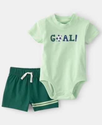 Baby Boys' Soccer Goal Short-Sleeve Bodysuit & Shorts, 2-Piece Set