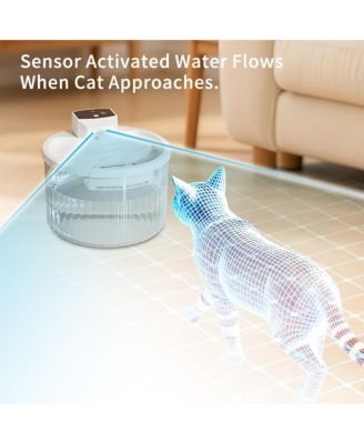 Touch-Free Automatic Pet Waterer, 2L Smart Sensor Fountain with Continuous Fresh Water for Cats, White