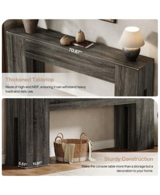 71-Inch Long Console Table for Entryway, Farmhouse Sofa Console Behind Couch