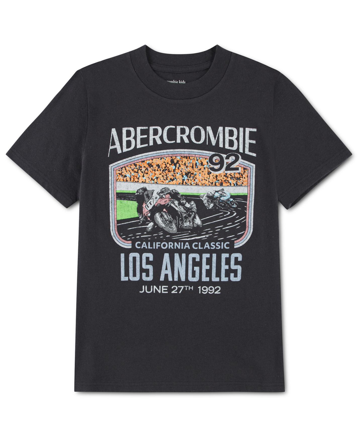 Футболка abercrombie kids Crewneck California Classic для мальчиков, цвет: Призрачный чёрный — фото 1