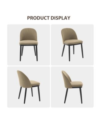 Set of 2 Modern Fabric Upholstered Dining Chairs, Curved Back Kitchen Side Seating with Solid Wood Legs