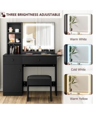 Makeup Vanity Desk Mirror and Lights - Vanity Table Set for Bedrooms, Apartments, Easy to Assemble