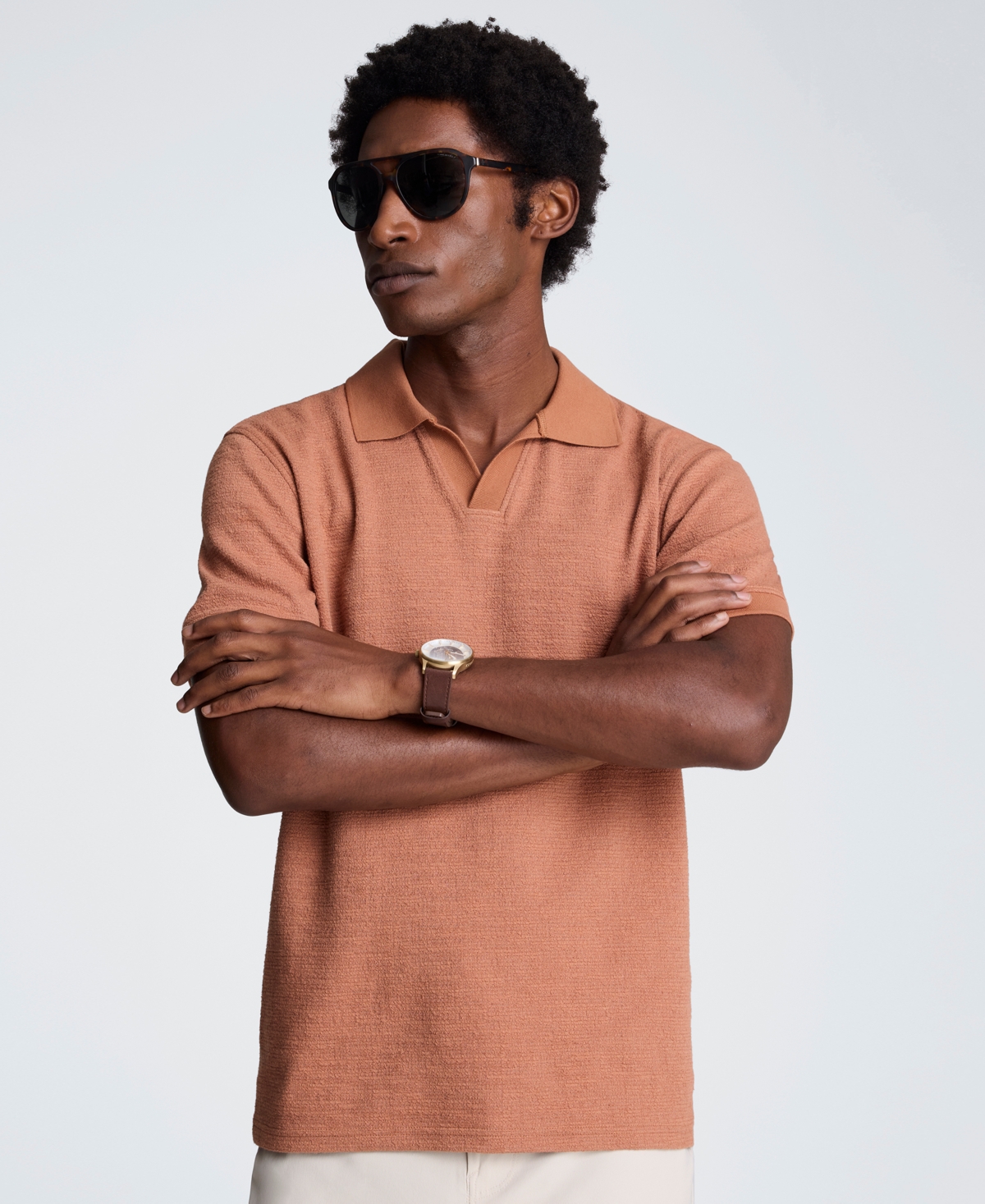 Kenneth Cole Men's Short-Sleeve Point Collar T-Shirt
