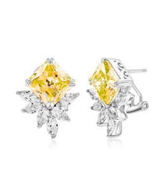 Sterling Multi-cut Cluster Cubic Zirconia Butterfly Earrings