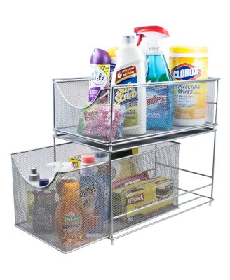 2-Tier Sliding Mesh Basket Drawers - Ideal for Countertop, Cabinet, Pantry, Under the Sink, Desktop and More