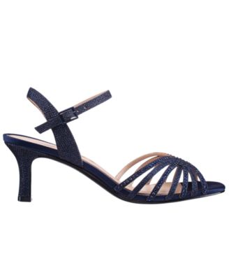 dark navy blue dress sandals Women's neckline Adjustable straps Slip