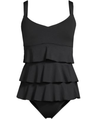 Women's Long Torso Ruffle Fauxkini One Piece Swimsuit