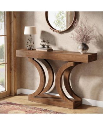 43.31-Inch Farmhouse Console Table for Entryway, Unique Narrow Sofa Table Behind The Couch with Curved Legs