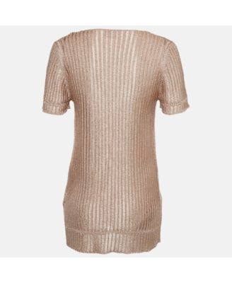 Women's Metallic Lurex Knit V-Neck Top