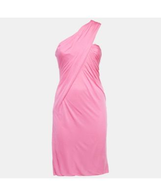 Women's Pink Jersey Draped Strapless Mini Dress