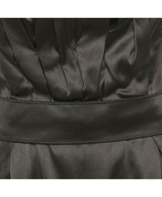 Women's Black Satin Strapless Short Dress