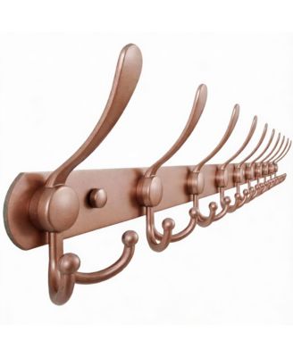 Heavy Duty 38" Long 10-Tri Hooks Coat Rack, Anti-Tear & Anti-Slide