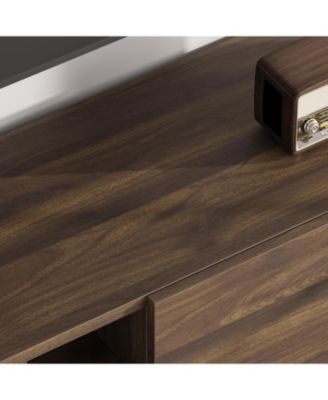 Industrial TV Stand for 65+ inch TVs, Modern Entertainment Center with 2 Drawers, Wooden Media Cabinet, Black