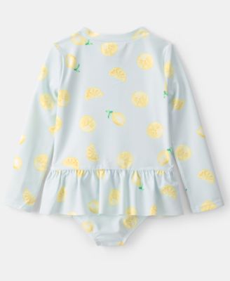 Girls' Toddler 2T-5T Lemon Rashguard One-Piece Swimsuit